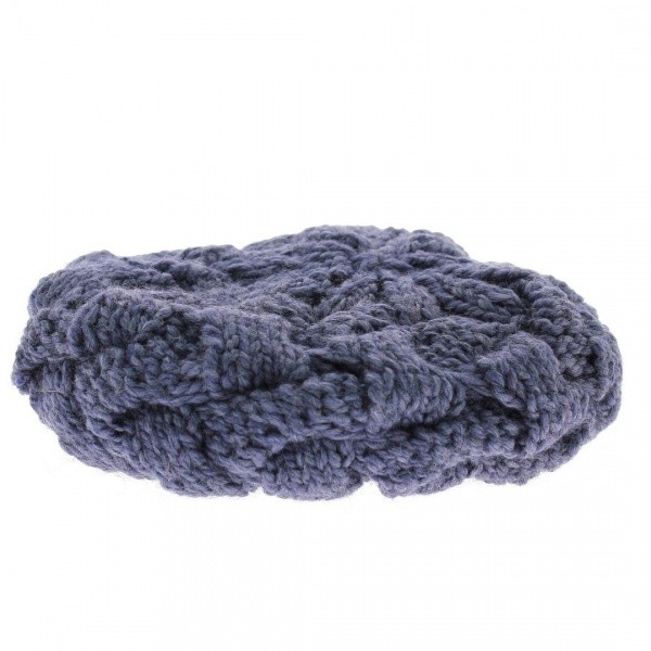 Blue grey knitting beret