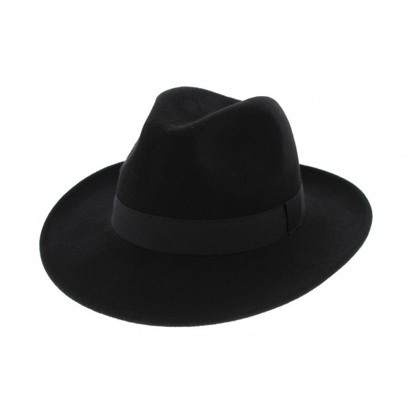 Chapeau Fedora Feutre Laine Noir Imperméable - Traclet