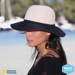 Riviera Capeline Ivory &amp; Black Ivory &amp; Black Natural Fibers - Rigon Headwear