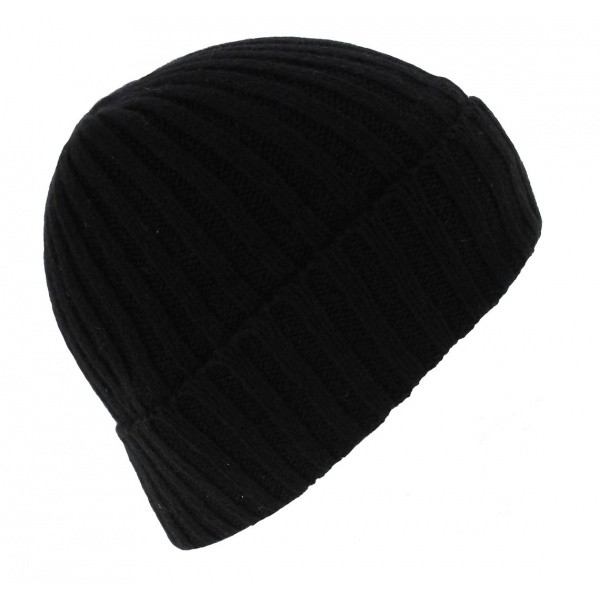 Haakon Turnup Black Wool Cap - Barts