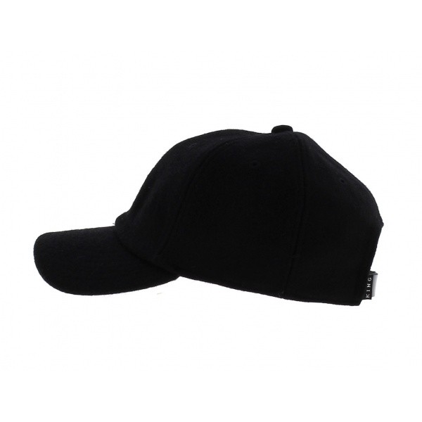 Letterman Curved Peak Black Cap - KING APPAREL