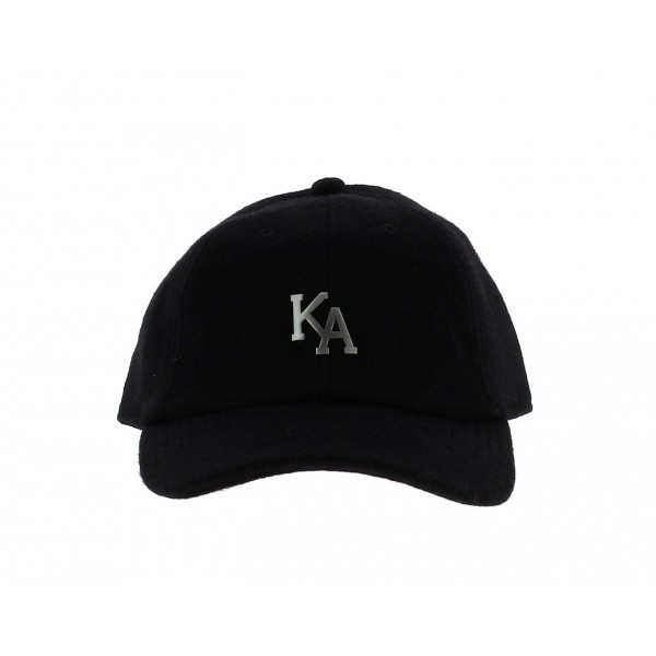 Letterman Curved Peak Black Cap - KING APPAREL