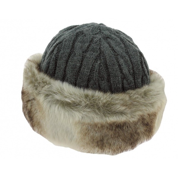 Cable Faux Faux Fur Cap Grey - Barts 