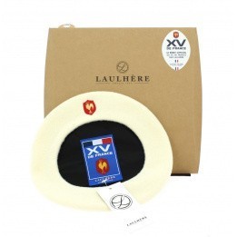 Béret blanc officiel XV de France Coq brodé - Laulhère