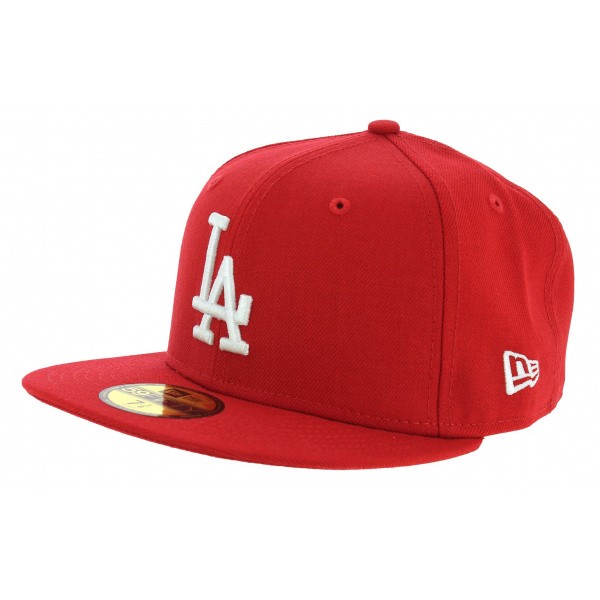 Casquette Fitted Basics LA Dodgers Laine Rouge - New Era