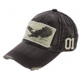 Strapback Cap Grey Cotton Eagle Cap