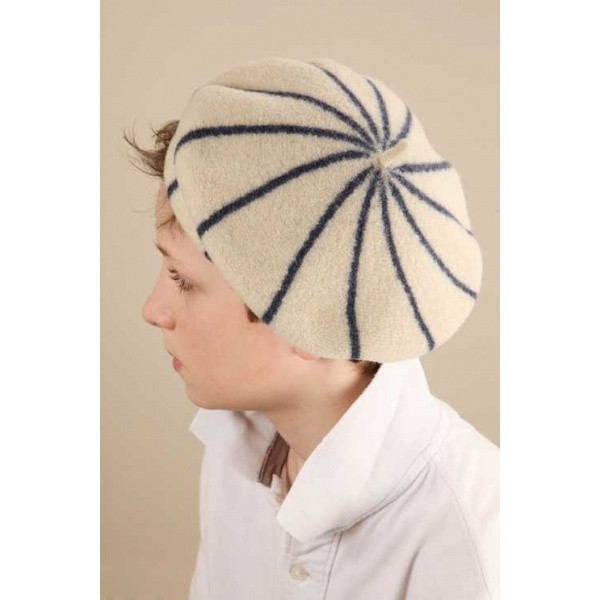 Children's beret with grey stripes - le beret francais