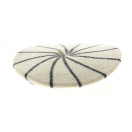 Children's beret with grey stripes - le beret francais