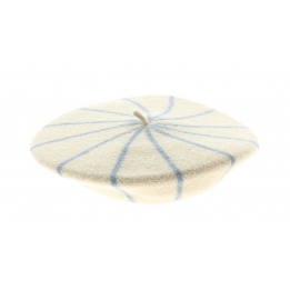 Children's beret with sky blue stripes - le beret francais