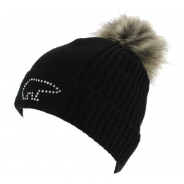 Bonnet Pompon Angel Laine Noir- Eisbar 