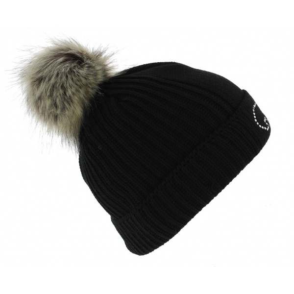 Bonnet Pompon Angel Laine Noir- Eisbar 