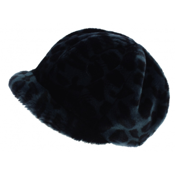 Cap Style Gavroche Liliya Fake Fur Cap Blue - Traclet