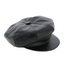 Casquette gavroche cuir noir 