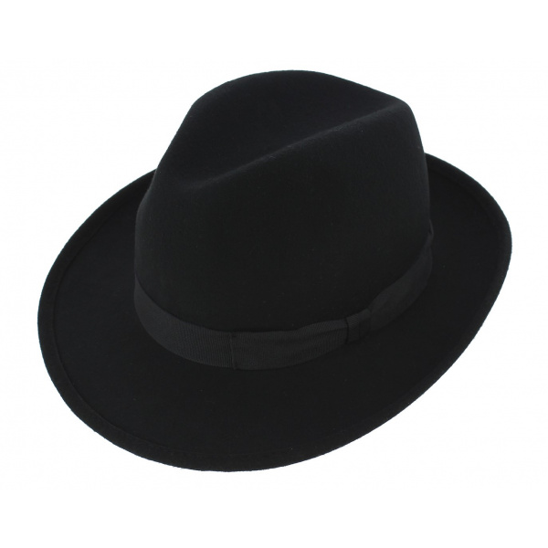 Chapeau fedora feutre laine noir