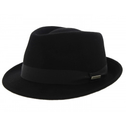 Trilby Romans Felt Hat Black Wool Felt - Traclet 