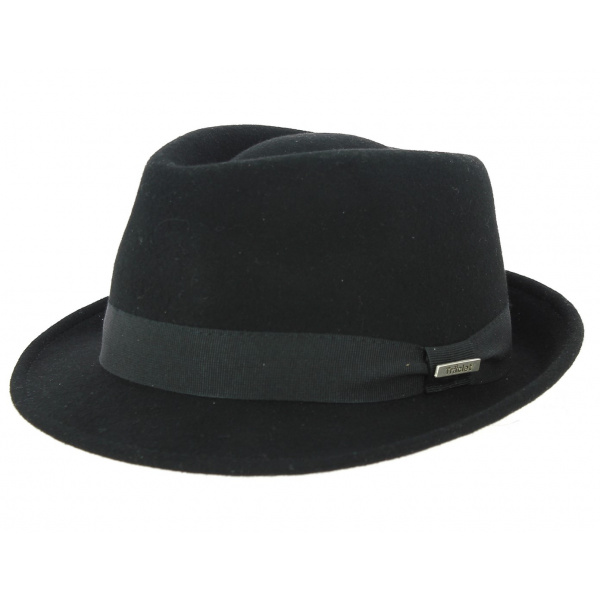 Trilby Romans Felt Hat Black Wool Felt - Traclet 