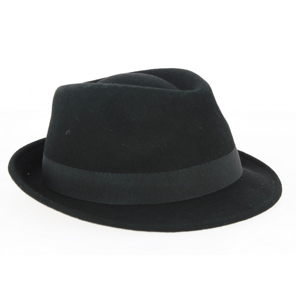 Trilby Romans Felt Hat Black Wool Felt - Traclet 