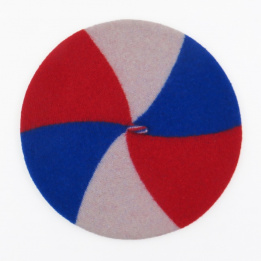 Beret Blue White White Red