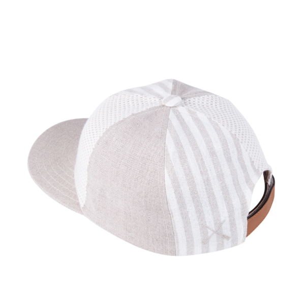 Casquette Rayures Beige Lin- Béton Ciré 