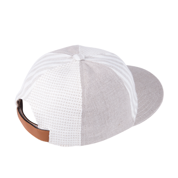 Casquette Rayures Beige Lin- Béton Ciré 