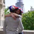 Beret Blue White White Red